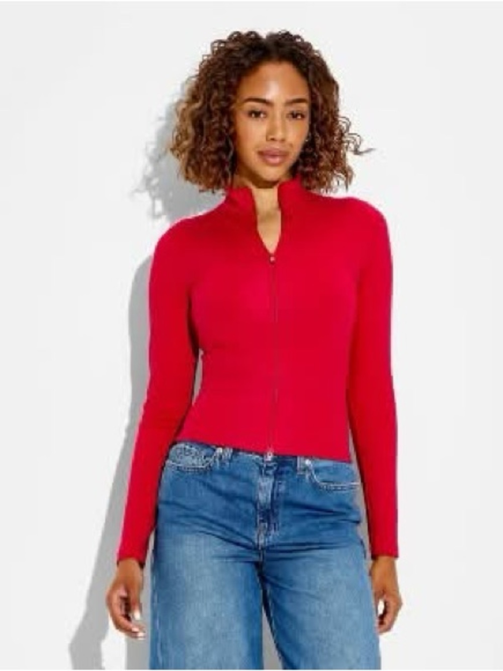 wild fable Red Zip-Up Crewneck Sweater